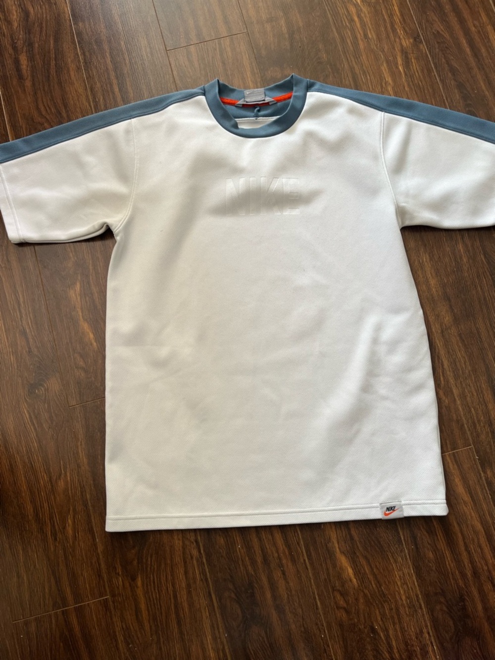 Nike White Tee with Slate Blue Accents